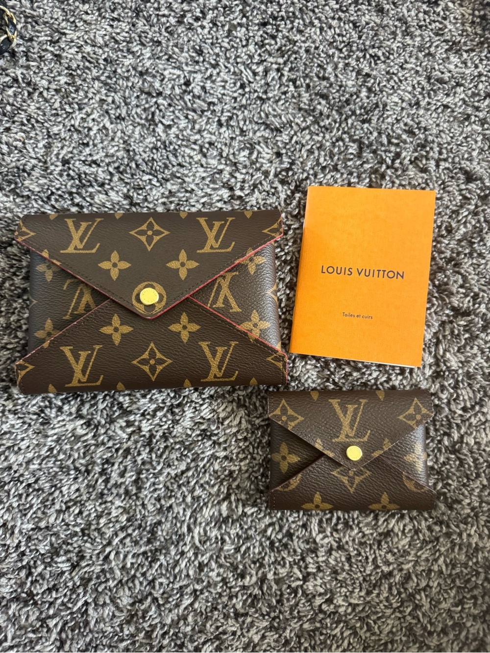 Louis Vuitton Brown Monogram Canvas Envelope Card Holder and Mini Wallet Set